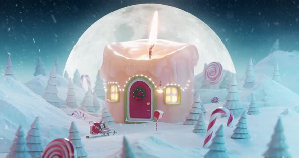 Cute cozy fairy house decorated at Christmas