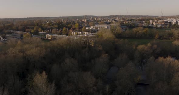Oxford City Skyline Aerial View In Autumn Colour Graded