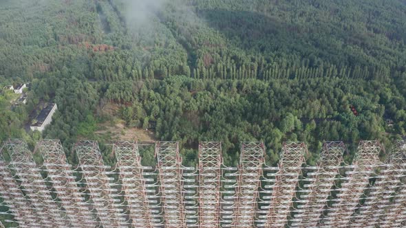 Aerial View of Abandoned Soviet Duga Radar System alt