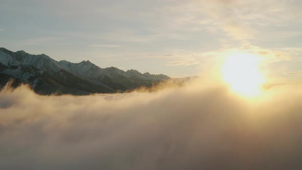 Mountains in the clouds Beautiful sunrise Eastern Sayan Siberia Buryatia Arshan alt