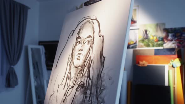 Sketch Portrait Female Artist Impressionism Style alt