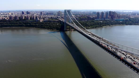 Aerial View of George Washington Bridge in Fort Lee, New Jersey. alt