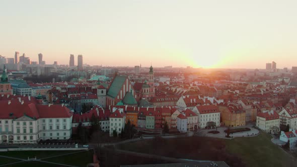 Establishing Aerial View of Warsaw Cityscape