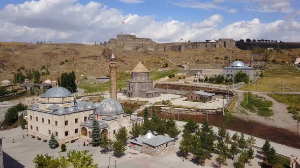 Kars Old City Town View with Historic Mosques, Castle, Turkey