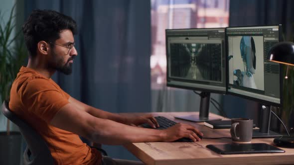 Indian Man Creating 3D Model for Film alt