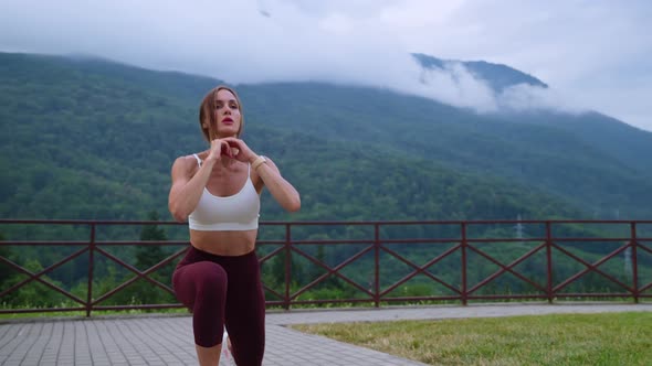 Workout of Slender Lady Outdoor for Keeping Fit and Losing Weight alt