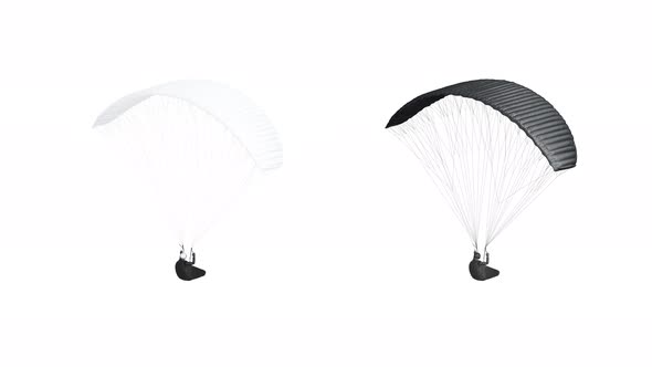 Blank blank and white paraglider with harness mockup, looped rotation alt