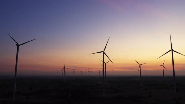 Aerial view of Wind turbines Green Energy save world.