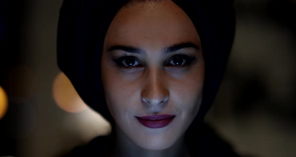 Woman Staring at The Camera alt