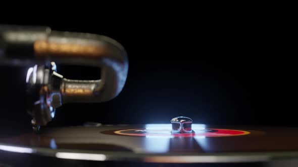 Vinyl Disc Spining on a Gramophone 
