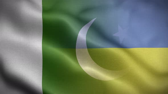 Ukraine Pakistan Flag Loop Background 4K alt