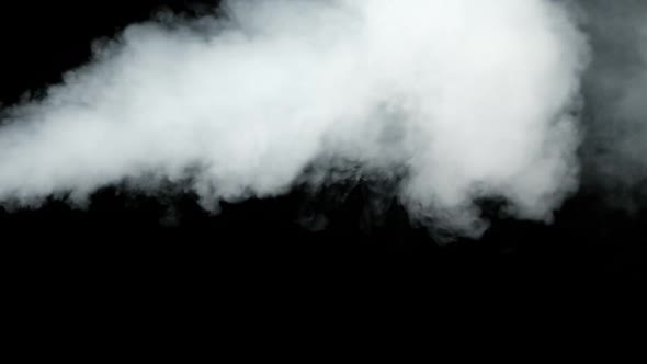 Water Vapor. Slow Motion 240Fps. Jet of Steam Under Pressure on Black Background alt