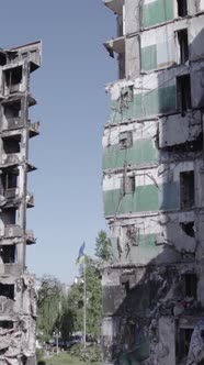 Vertical Video of a House Destroyed By the War in Ukraine alt
