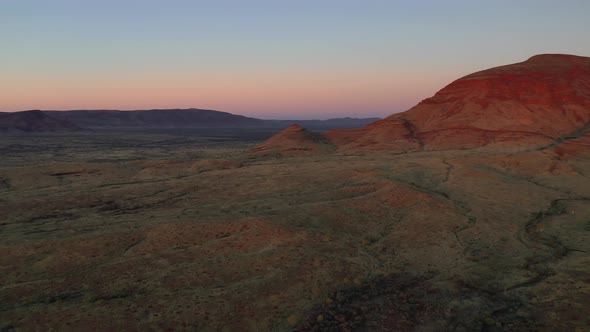 Summit of Mt Bruce, Karijini National Park, Western Australia Sunrise Sunset 4K Aerial Drone