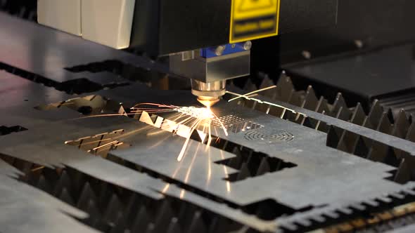 CNC Laser Cutting of Metal, Modern Industrial Technology. alt