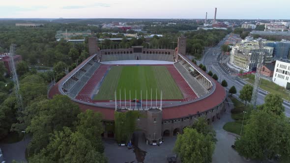 Aerial View of Stockholm Olympic Stadium