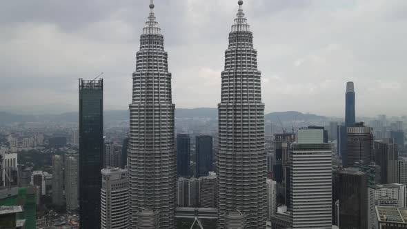 Aerial view of the Tallest twin towers in the World