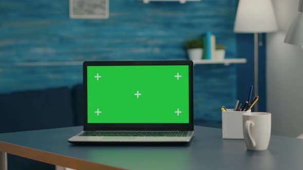 Empty Home Office with Nobody in It is Ready for Online Comunication Courses alt