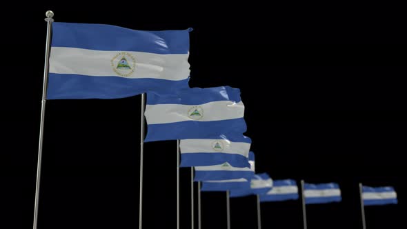 Nicaragua Row Flag With Alpha