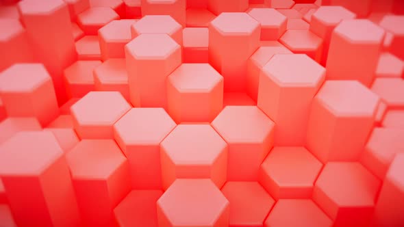 Puffy Red Perspective Hexagon Background