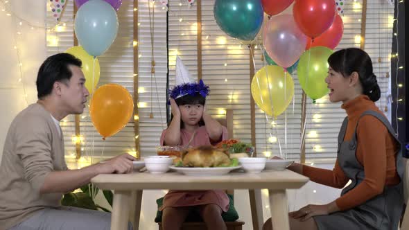 Family unhappy in birthday party alt