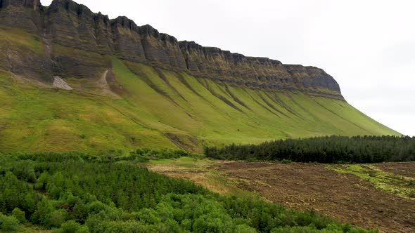 Aerial View of the Mountain Benbulbin in County Sligo Ireland alt