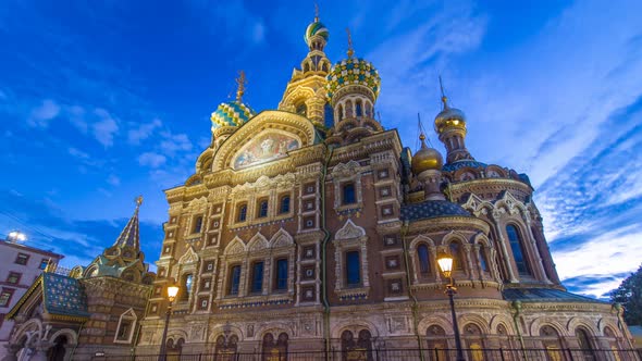 Church of the Savior on Spilled Blood Night To Day Timelapse Hyperlapse alt