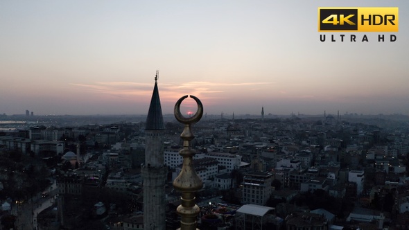 Hagia Sophia Sunset Aerial Video