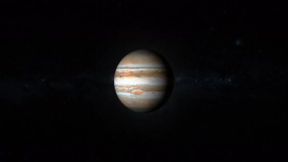 abstract Jupiter planet and space. Abstract planet Jupiter rotating in outer Space. Animation. alt