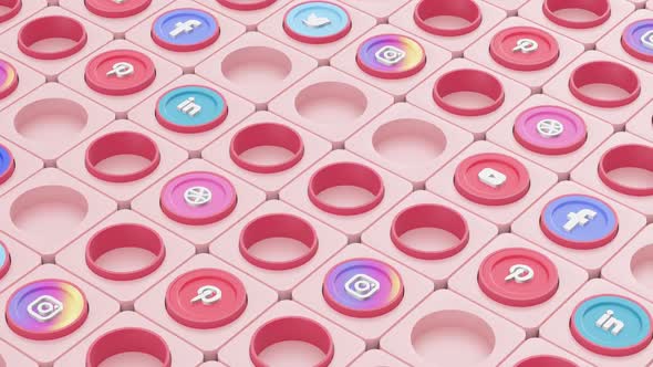 3d social media icons background