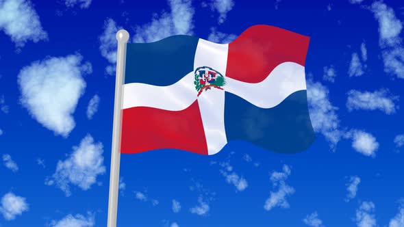 Dominican Republic Flaying National Flag In The Sky alt