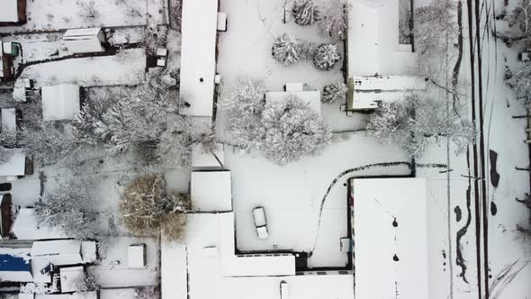 Snowcovered Buildings Top View
