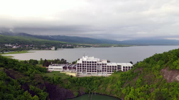 Aerial view of Zemplinska Sirava reservoir in Slovakia alt