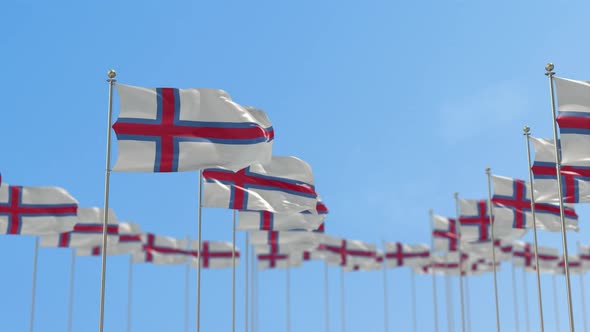 Faroe Island  Row Flag With Sky