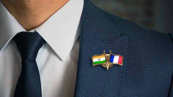 Businessman Friend Flags Pin India France alt