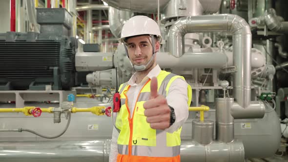 engineer or inspector is Thumbs up showing confidence in the quality of the work