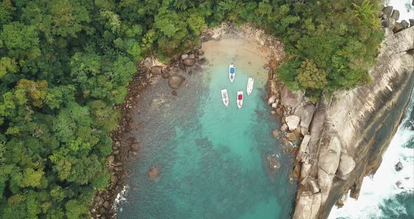 An aerial view of a cove in brazil alt