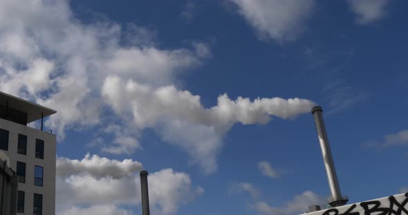 Steam of Water coming out of the Chimney of an Incinerator, Near Paris, Slow motion 4K alt
