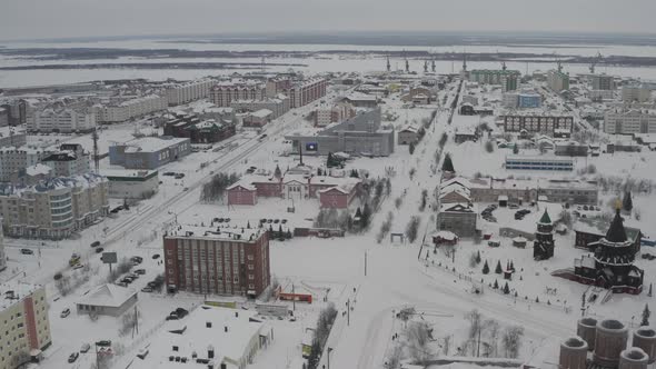 Establishing Shot of the Arctic City of NaryanMar