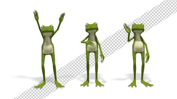 Frog Cartoon 3d Character - Hello Greetings (3-Pack)