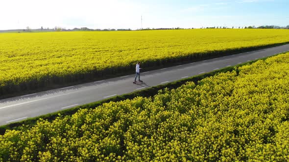 Longboarding on road with rapsmark on both sides. South Sweden part6 alt