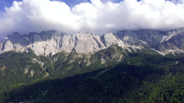 Zugspitze mountains with flowing clouds