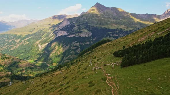 Drone Over The French Pyrenees Mountain Range alt