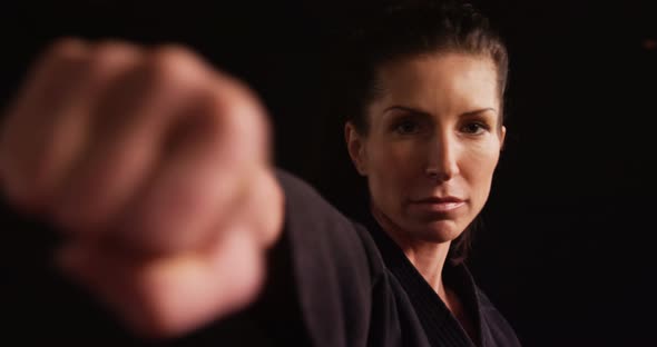 Karate player performing karate stance alt