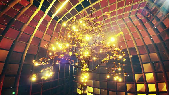 Magic Gold Glowing Tree Vj Background