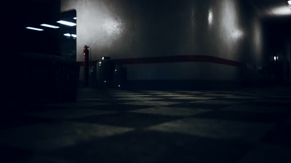 Empty Dark Hospital Laboratory Corridor alt