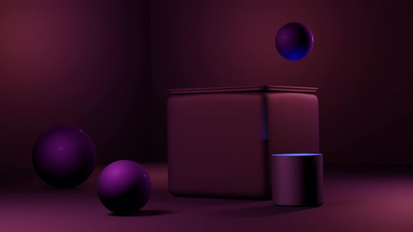 Looped 3D animation of geometric shapes. Bouncing ball. alt