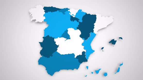 Motion Graphics Animated Map of Spain Forming - White