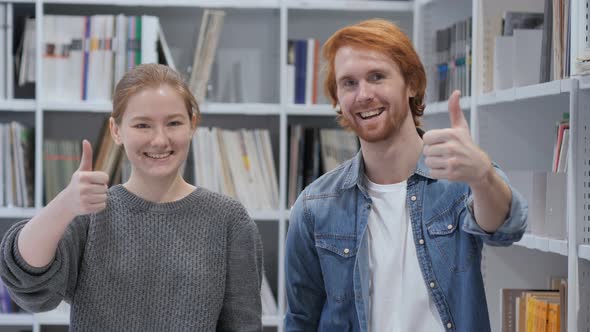 Thumbs Up by Couple, Man and Woman Office Portrait alt