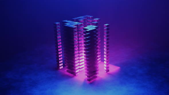 Digital City seamless loop. Futuristic Hi Tech Background alt